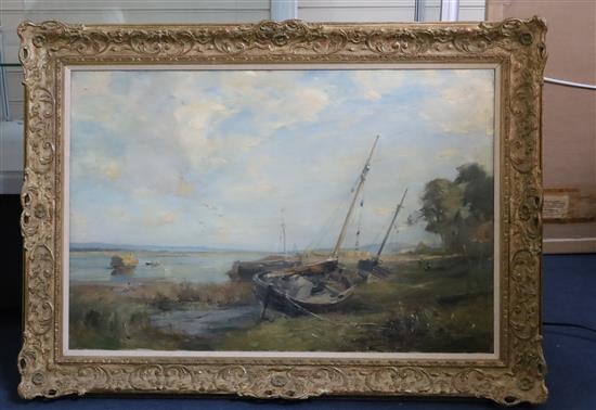 § William Miller Fraser (1864-1961) Beached boats, Newburgh on Tay 24 x 36in.